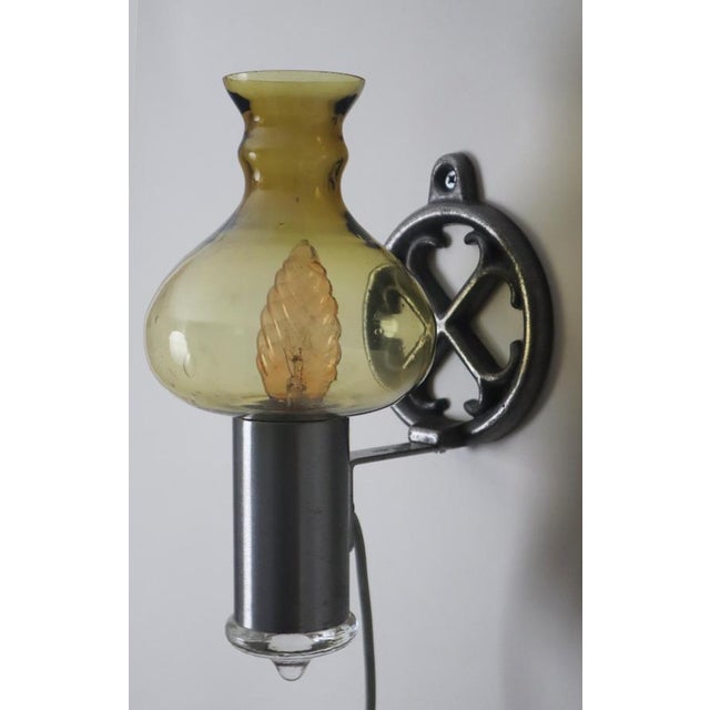Gold Swedish Hand-Blown Amber Glass Wall Light from Ostling Gnosjö, 1970s For Sale - Image 8 of 15