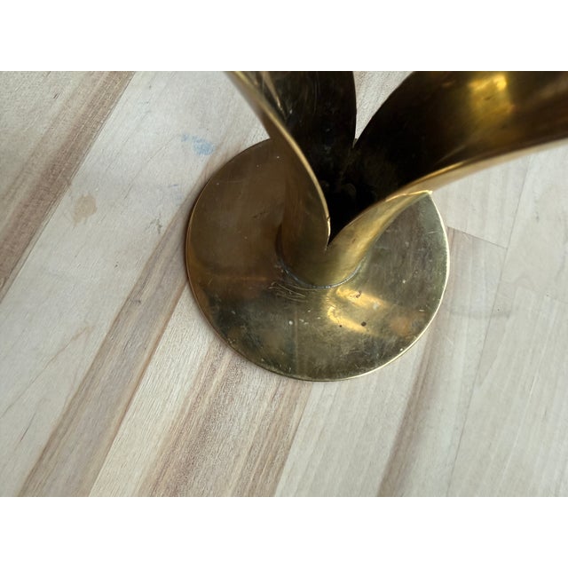 Mid-Century Lily Brass Candlesticks, Made in Sweden For Sale - Image 10 of 12