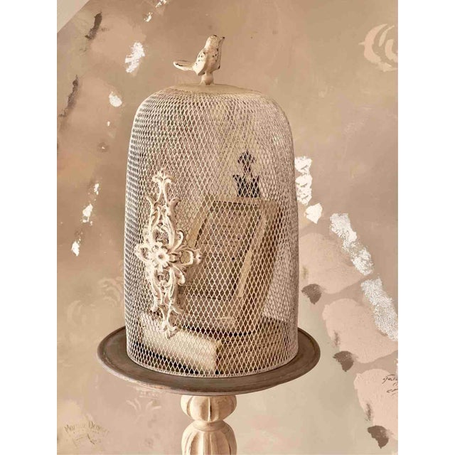 Early 21st Century Large Decorative Cloche with Wooden Base and Wire Mesh Dome, 2010s For Sale - Image 5 of 12