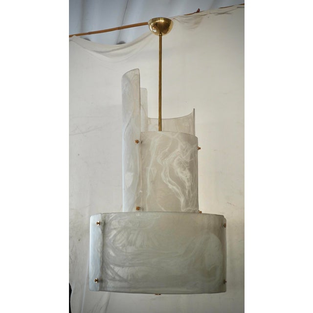 2000 - 2009 Murano Art Glass and Brass White Round Chandelier, 2000 For Sale - Image 5 of 11