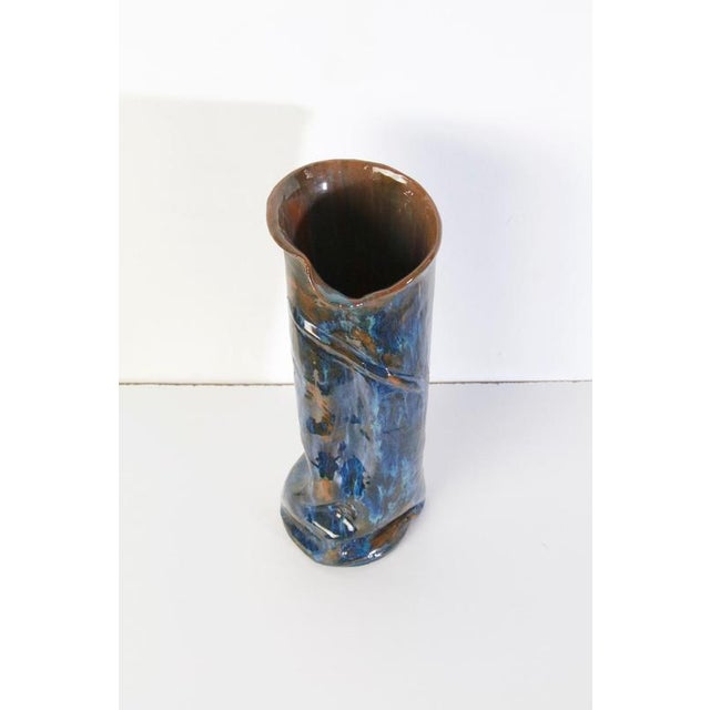 Large Studio Ceramic Vase in Blue and Brown Glaze, Italy, 1969 For Sale - Image 6 of 8