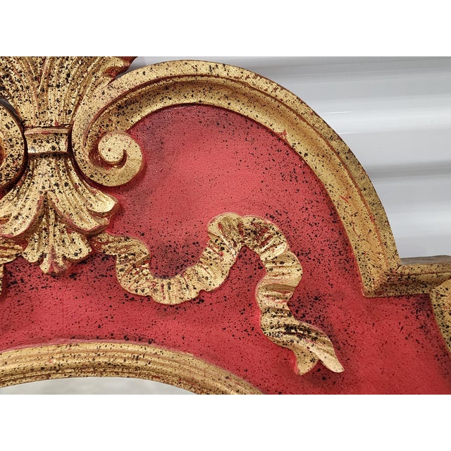 Raspberry Red Vintage Louis XVI Style Giltwood With Rasberry Red Painted Frame For Sale - Image 8 of 12