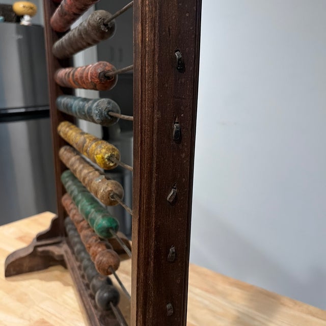 Wood Large Antique Mongolian Painted Wood Math Abacus For Sale - Image 7 of 12