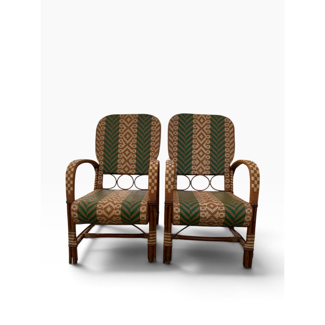 Rattan Armchairs in the style of Audoux Minet, France, 1950s, Set of 2 For Sale - Image 15 of 18