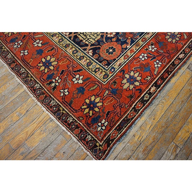 1800s Blue Navy Mina Khani Tribal Antique Nw. Persian Rug With Inscription Dated 1808 8' 4" X 10' 4" Handknotted Wool Carpet For Sale In New York - Image 6 of 6