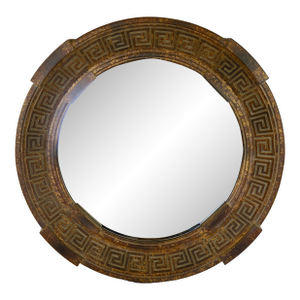 1980s Round Greek Key Wall Mirror