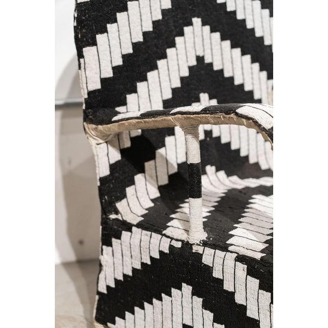 Yoruba Royal Beaded Chair with Geometric Black and White Motif, West Africa For Sale - Image 5 of 8
