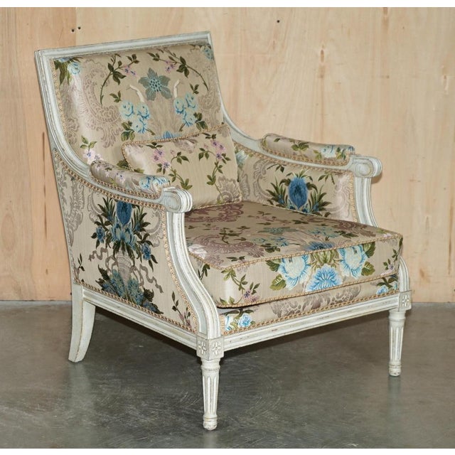 Antique French Charles-Emile Moinat Silk Floral Upholstered Armchairs, Set of 2 For Sale - Image 15 of 18