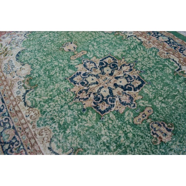 1970s Vintage Distressed Turkish Oushak Rug 6'11'' X 11'3'' For Sale - Image 5 of 13