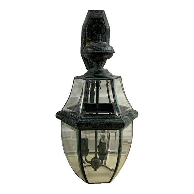 Vintage Oxidized Brass Carriage Lamp/Lantern/Sconce With Blackened Finish For Sale