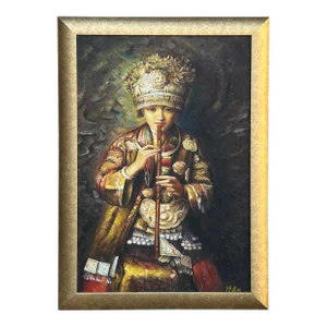 Chinese Miao Tribal Dressing Lady Portrait Oil Painting Canvas Framed Art