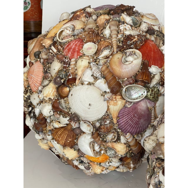 Vintage Seashell Balls/ Spheres Hand Crafted Set of 3 For Sale - Image 9 of 11