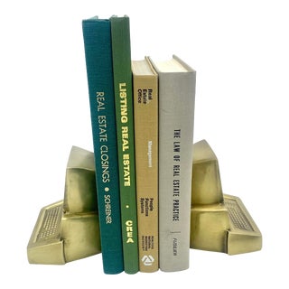 Vintage 80's Brass Computer Bookends - a Pair (2) For Sale