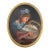 1990s Oil Painting the Quilter Portrait Signed Oval Gold Frame For Sale