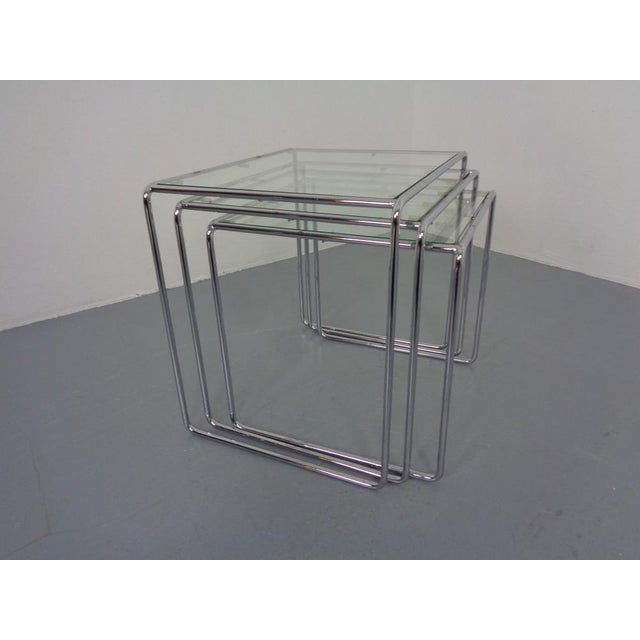 Glass & Chrome Nesting Tables, 1960s, Set of 3 For Sale - Image 13 of 18