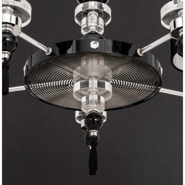 Chrome Postmodern Black, Chrome and Acrylic Chandelier For Sale - Image 8 of 9