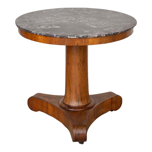 19th Century French Oak and Marble Center Table For Sale