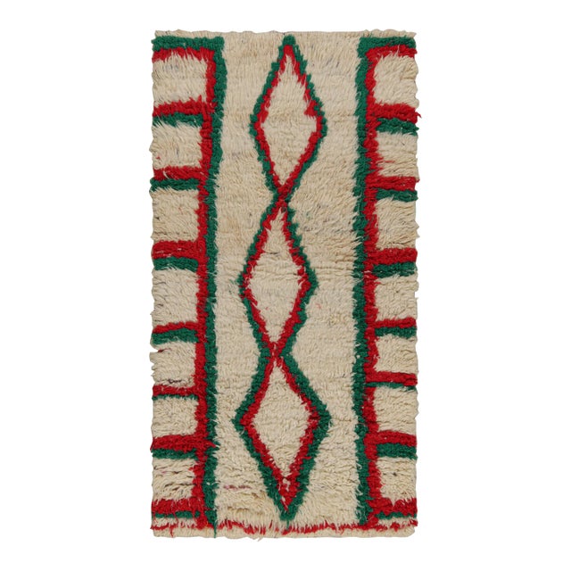 Vintage Moroccan Runner Rug With Red and Green Patterns, From Rug & Kilim For Sale