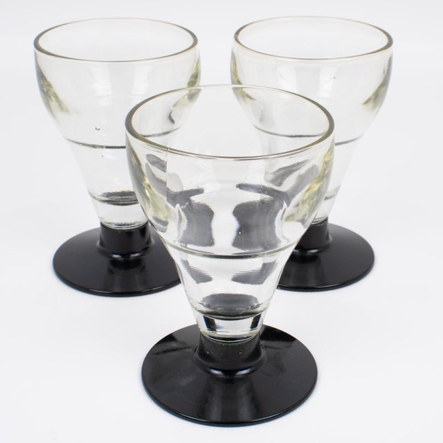 Glass Hand-Blown Glass and Bakelite Absinthe Glasses, 3 pieces, France 1910s For Sale - Image 7 of 10
