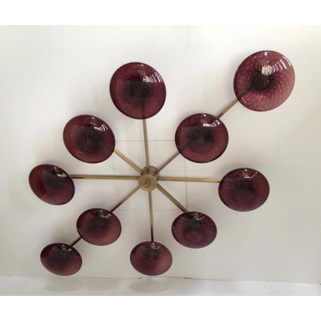 Italian 21st Century Dieci Bronze Amethyst Bubbles Murano Flush Mount by Fabio LTD For Sale - Image 3 of 10