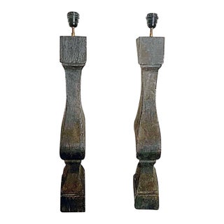 Pair of Antique Wood Banister Wall Sconces For Sale