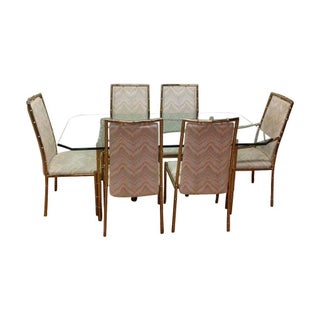 Brass Bamboo Dining Set with 6 Chairs For Sale