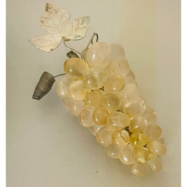 Beautifully carved and polished natural quartz stone grape vine clusters.