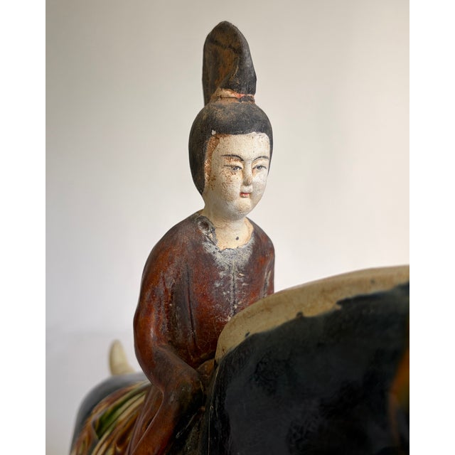 Mid 20th Century Chinese Tang-Style Sancai Glazed Horse and Rider Figurines - Pair For Sale - Image 5 of 10