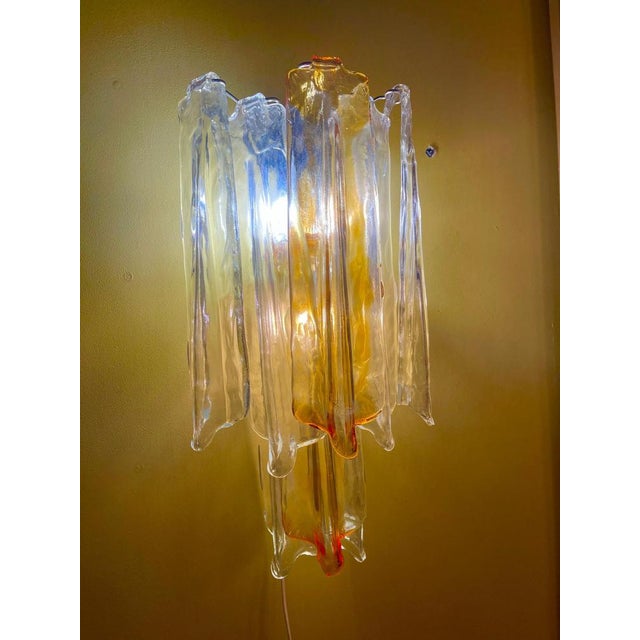 Glass Murano Wall Light with Chrome Structure from Fratelli Toso, Italy, 1970 For Sale - Image 3 of 11
