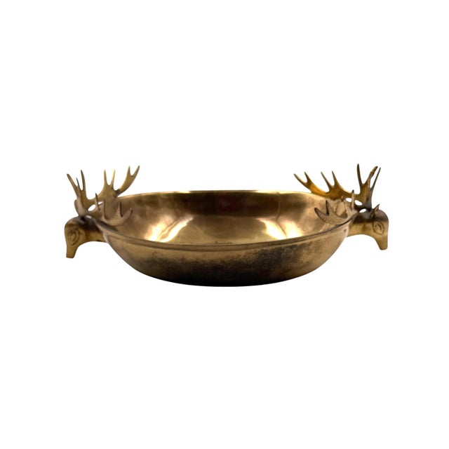 Mid-Century Modern Brass Deers Centerpiece / Bowl, France 1970s For Sale - Image 4 of 17