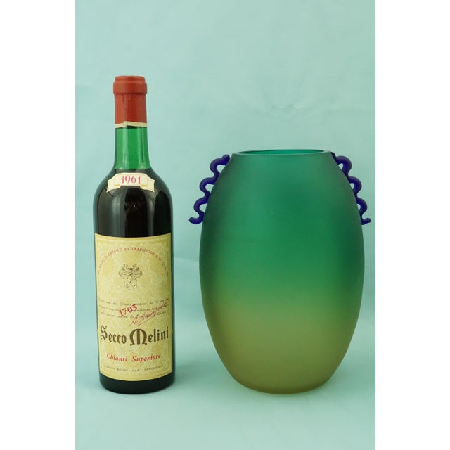 Green and Yellow Acid-Etched Opaque Murano Glass Deco Vase, Venice, Italy, 1950s For Sale - Image 12 of 18