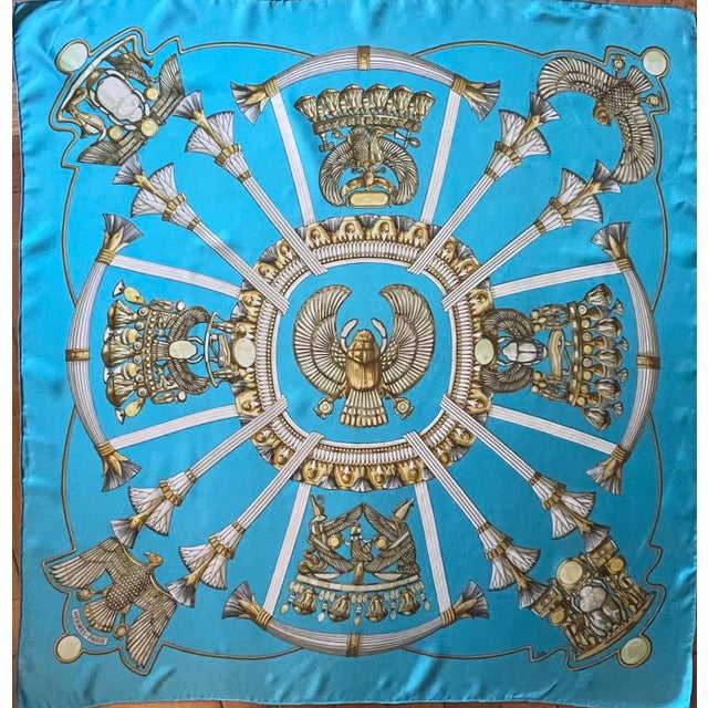 HERMÈS ÉGYPTE Silk Scarf designed by Latham Caty 1970 For Sale