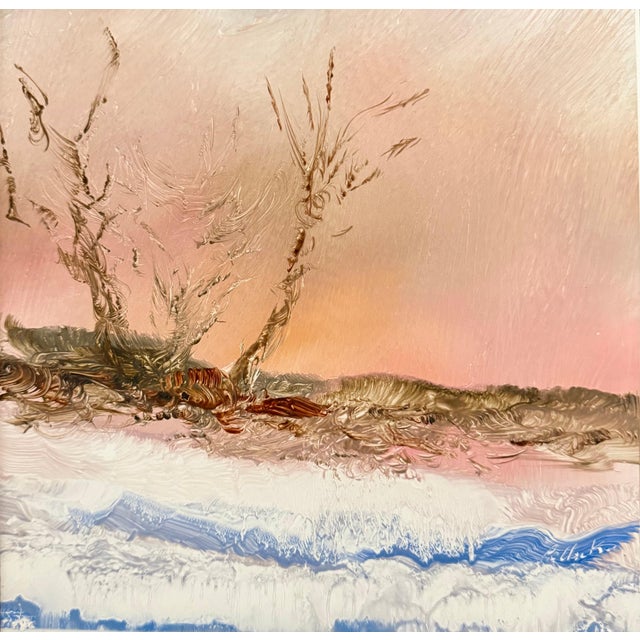 Reginald Pollack (1924-2001) Oil painting on board Sunset in December 1989 Dimensions: 12 x 12 in, 15 1/2 x 15 1/2 in...