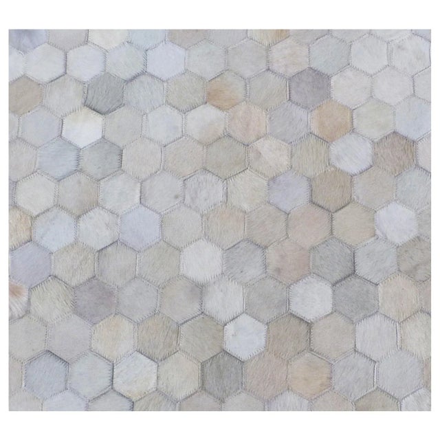 Contemporary Exquisite Rugs Willoughby Patchwork Leather Ivory - 8'x11' For Sale - Image 3 of 6