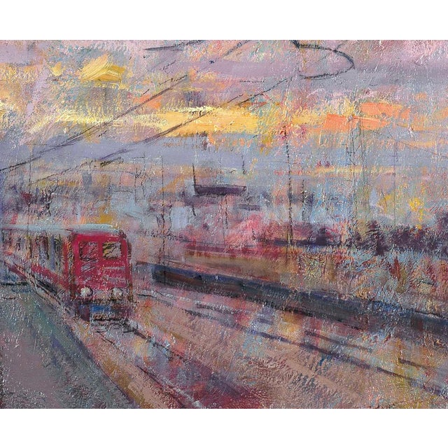 2000 - 2009 Renato Criscuolo, The Train Abstract Cityscape, Oil on Canvas, 2000s For Sale - Image 5 of 9