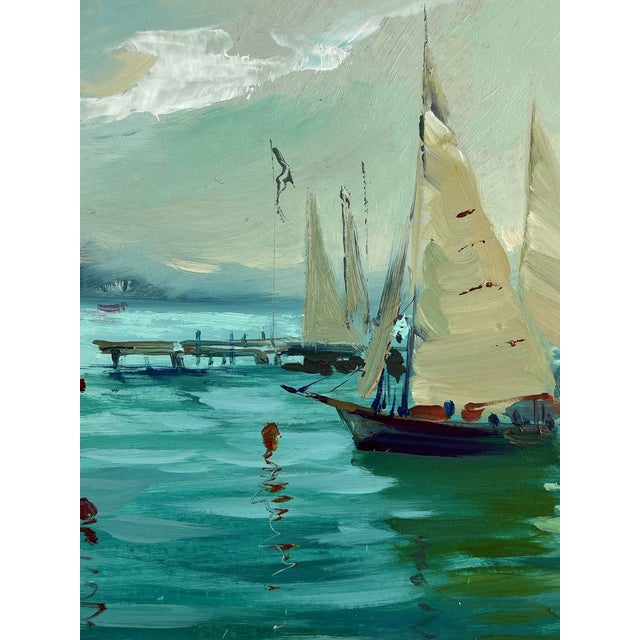 Turquoise Oil Painting Evening Sunset at Sea Yuriy Suprunchuk For Sale - Image 8 of 11