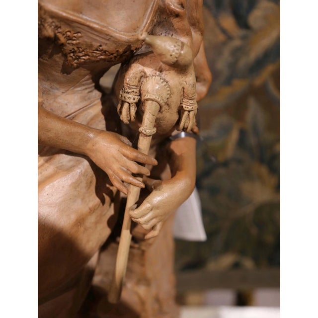 Tan 19th Century French Terracotta Sculpture “Le Biniou” by Georges Coudray For Sale - Image 8 of 12
