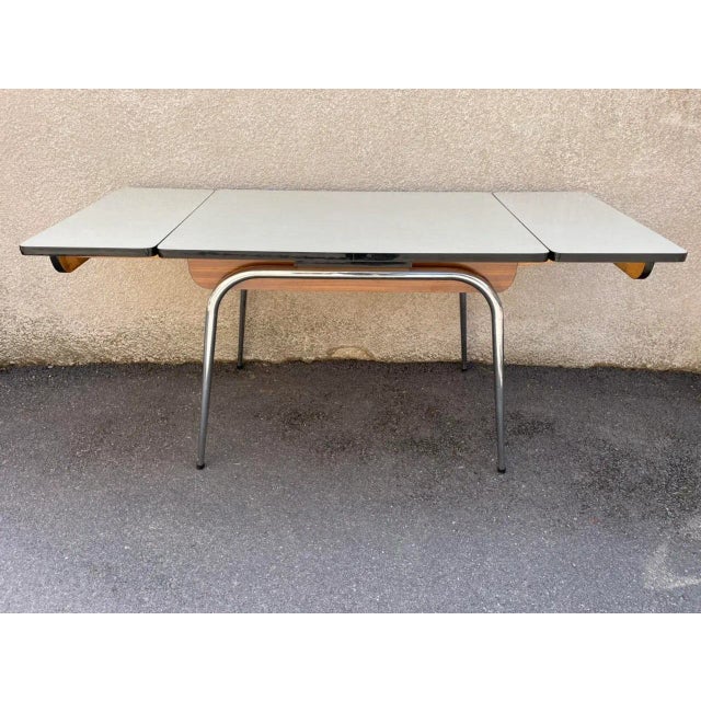 Brown Light Yellow & Brown Formica Dining Table & Chairs Set, 1950s, Set of 5 For Sale - Image 8 of 18