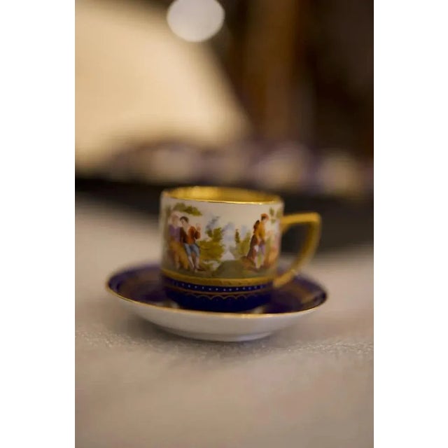 19th Century Painted Porcelain Cups and Saucers, Set of 24 For Sale - Image 5 of 9