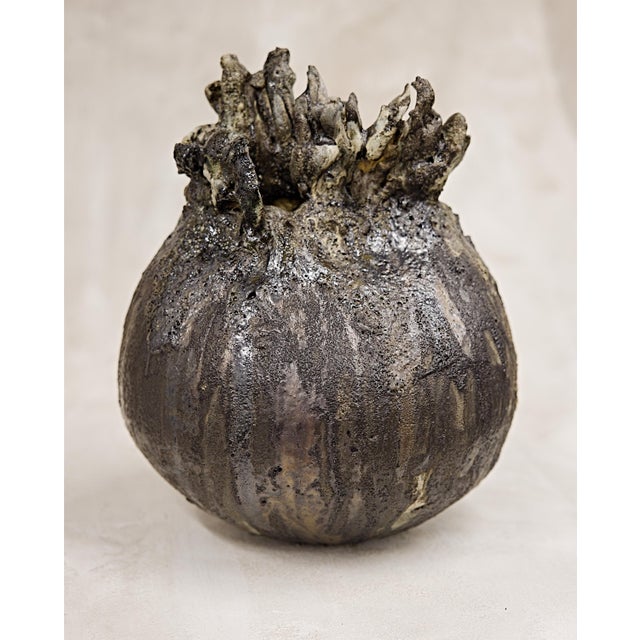 Carbon Sculpted Moon Jar One of a Kind Hand Made For Sale - Image 4 of 9