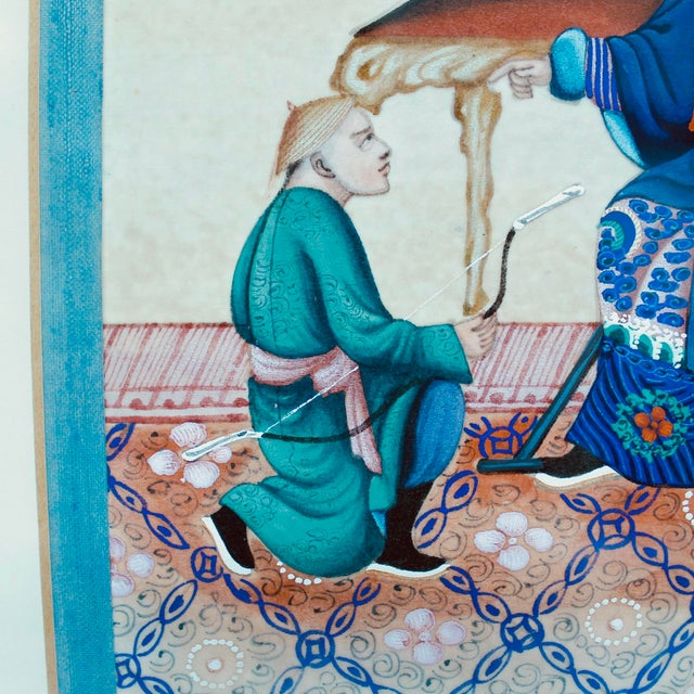 Pair of Chinese Export Paintings on Mulberry Pith Paper, 19th Century For Sale - Image 9 of 12