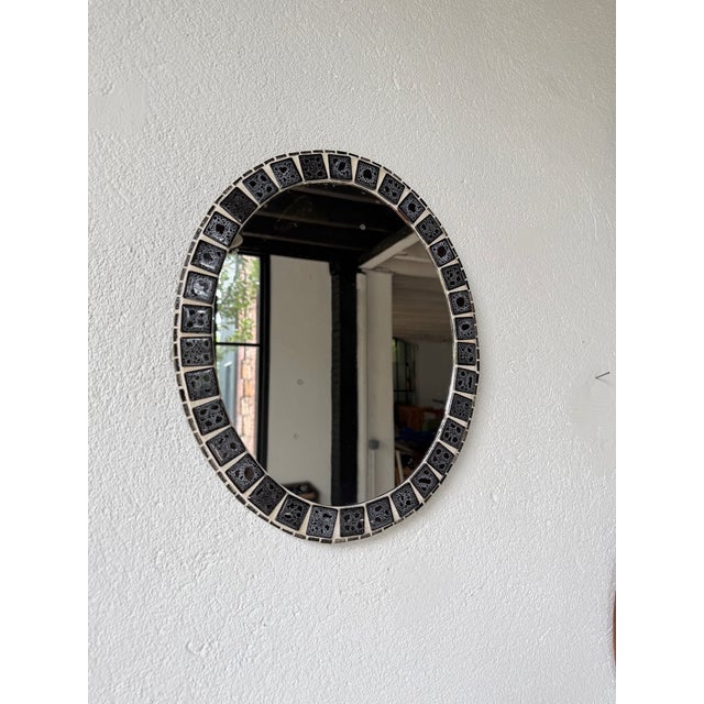 Oval Ceramic Mosaic Mirror, 1950s For Sale - Image 9 of 18