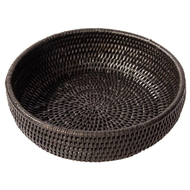 Wood Artifacts Rattan Rattan Everything Bowl in Tudor Black - 10" For Sale - Image 7 of 7