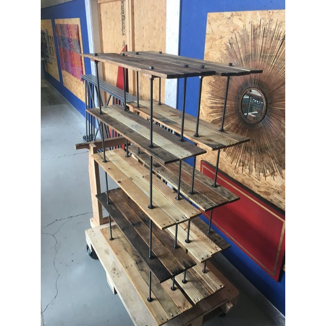 Beige Industrial Style 4 Shelf Pallet Wood Bookcase For Sale - Image 8 of 12