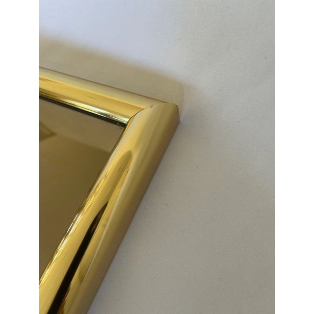 1970s Smoke Glass Rectangular Mirror With Brass Frame For Sale - Image 9 of 10