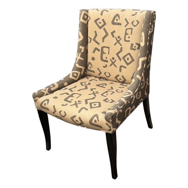 Hieorglycphic Upholstered Accent Chair For Sale