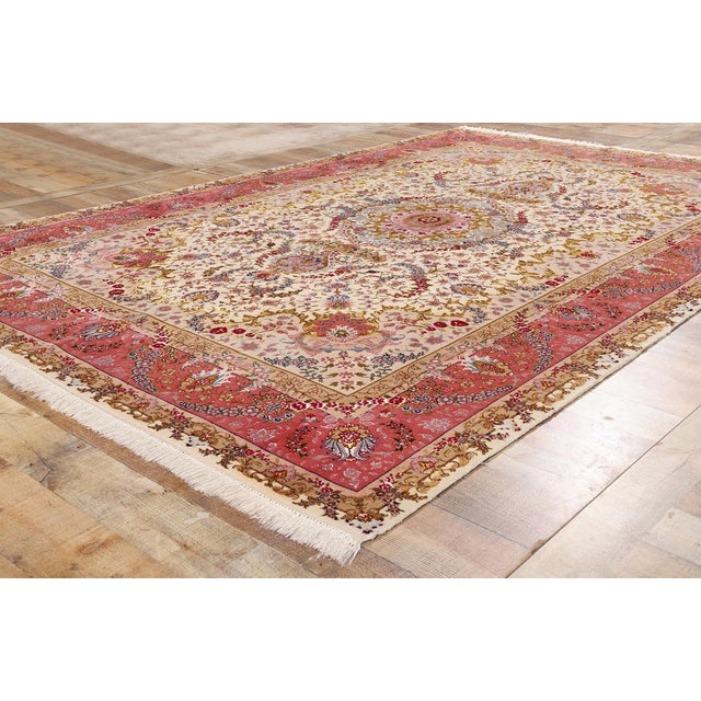 Textile Vintage Persian Tabriz Wool and Silk Rug - 06'07 X 10'00 For Sale - Image 7 of 9
