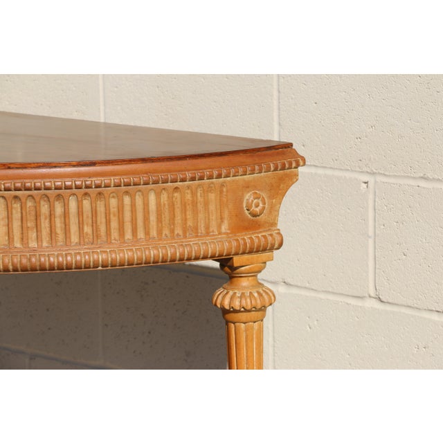 Antique 1920s Neoclassical Carved Fruitwood Demi-Lune Console Tables - Pair For Sale - Image 4 of 18