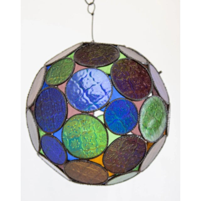 Vintage Large Moroccan Moorish Multi-Color Glass Orb Lantern For Sale - Image 9 of 10
