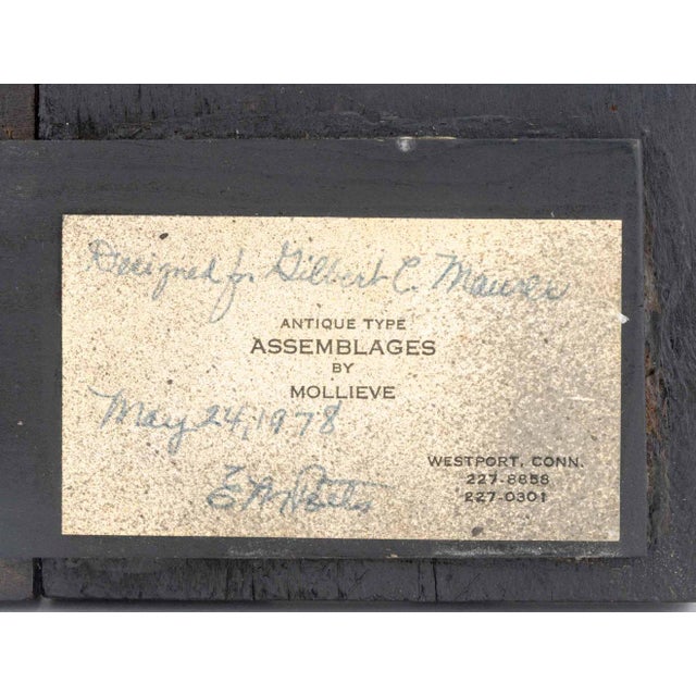 Brown Antique Printer's Block Assemblage Sculpture, 1978 For Sale - Image 8 of 8
